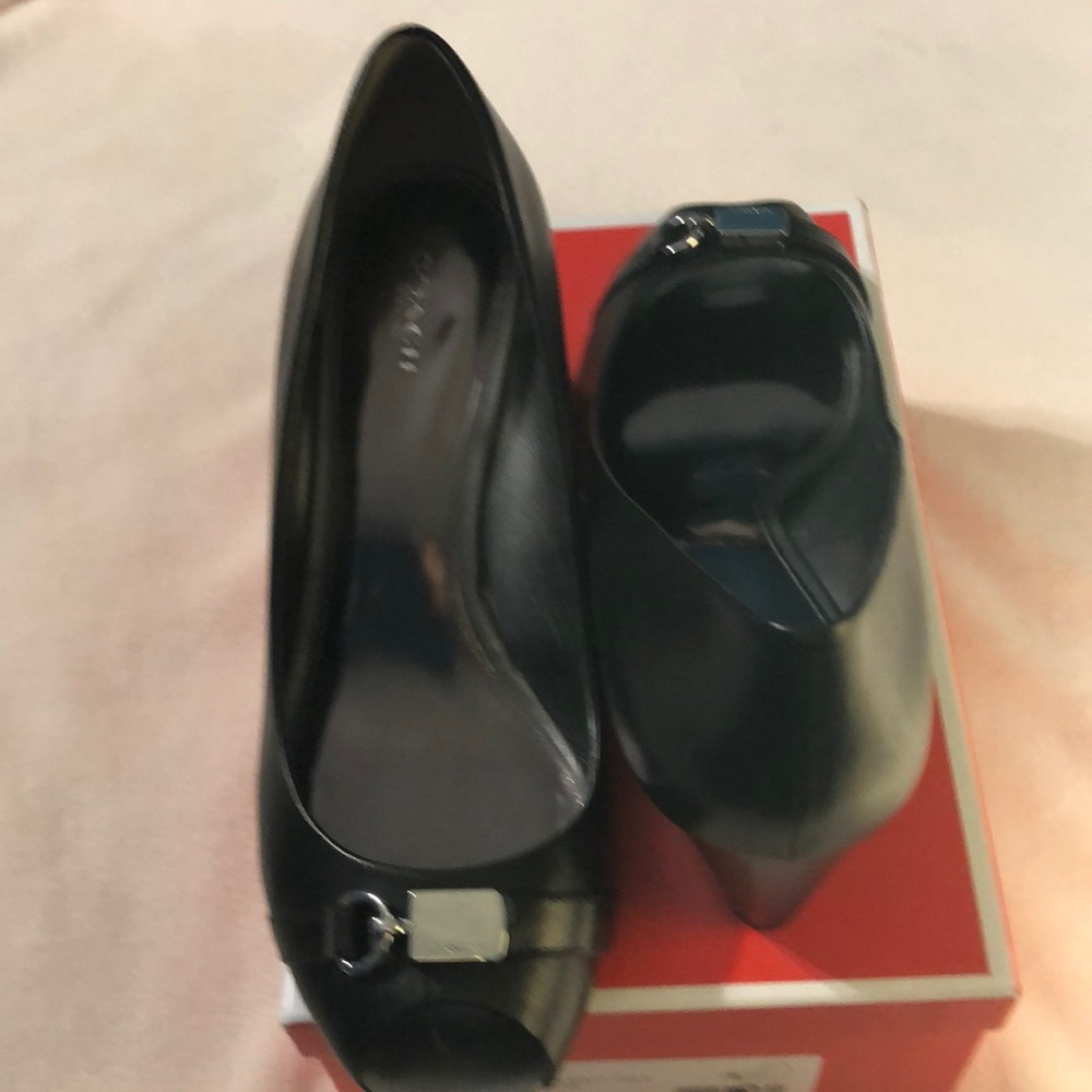Coach  temple black peep toe.